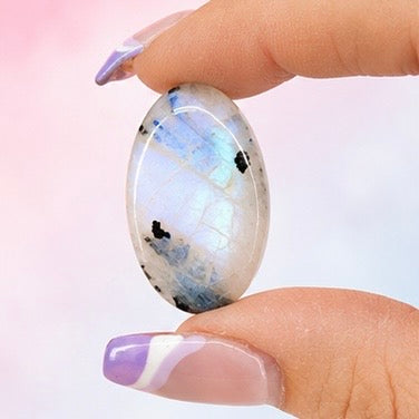 Moonstone with Black Tourmaline Cabochon 12B