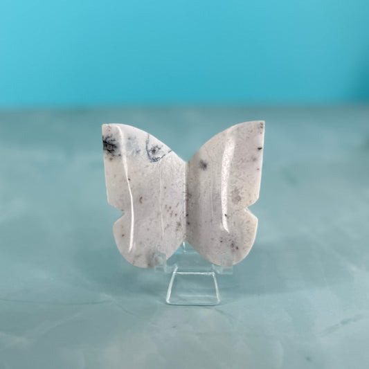 White Plume Agate Butterfly Carvings