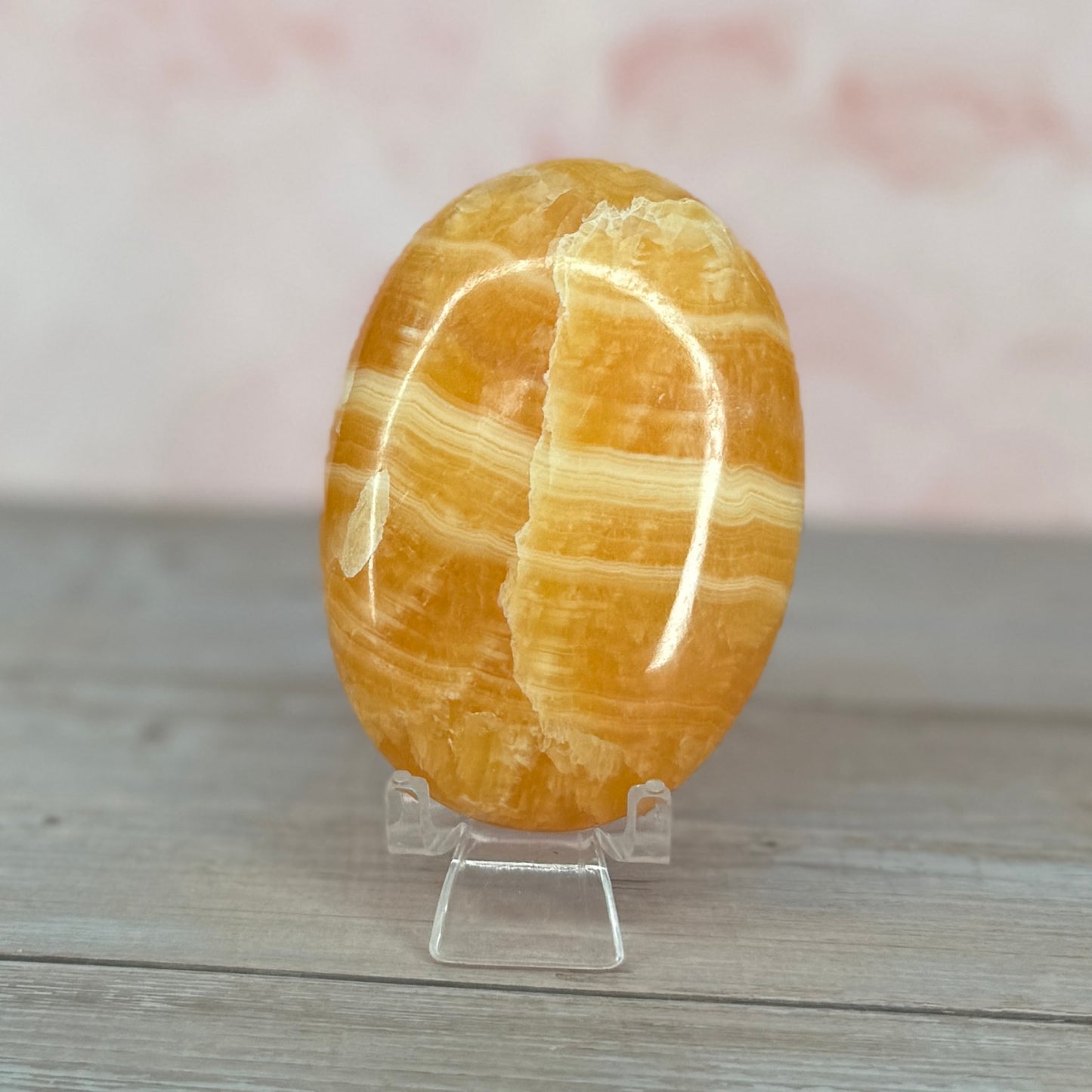 Orange Calcite Palm Stone #14