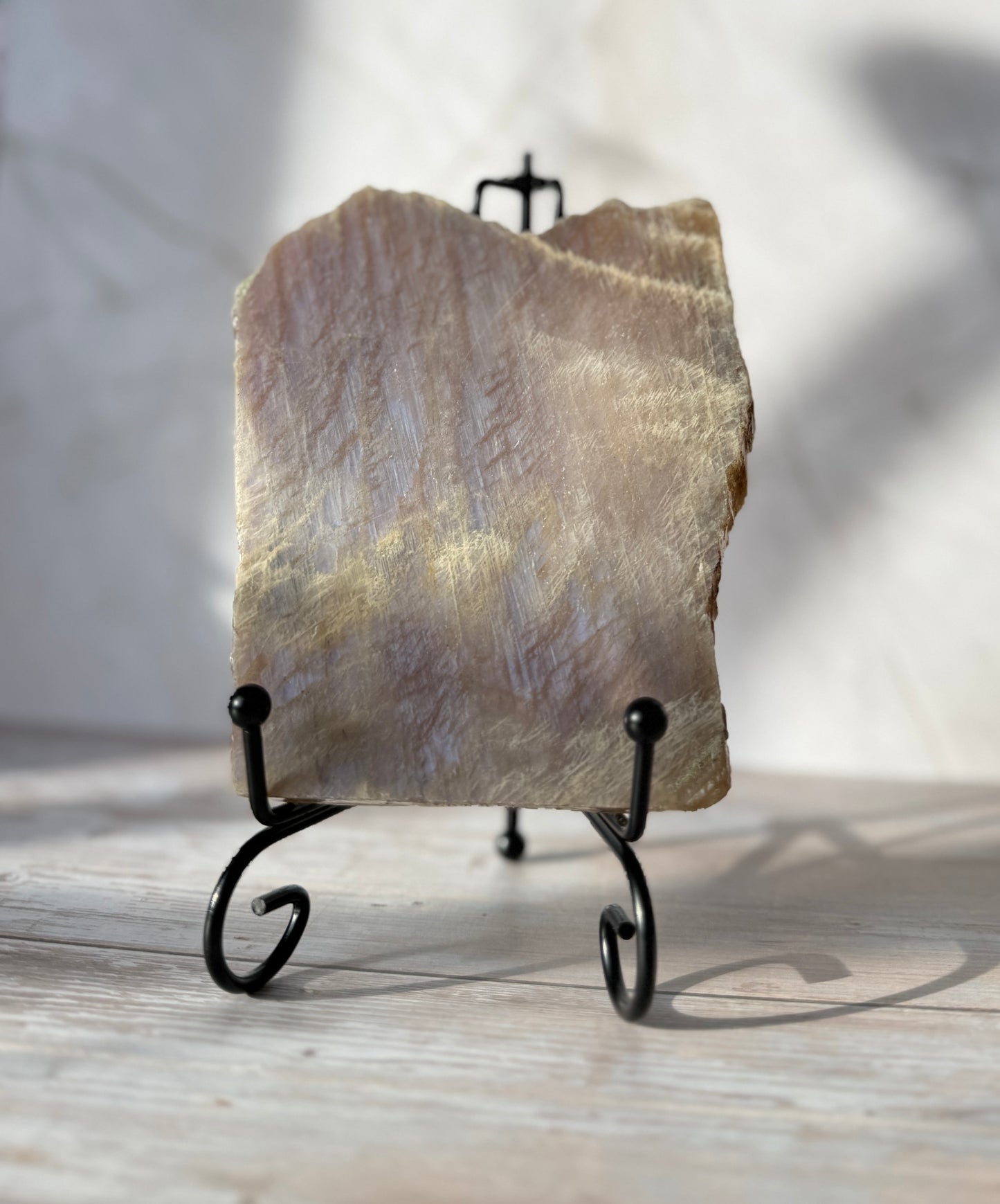 Blue Flash Moonstone Slab with Stand C