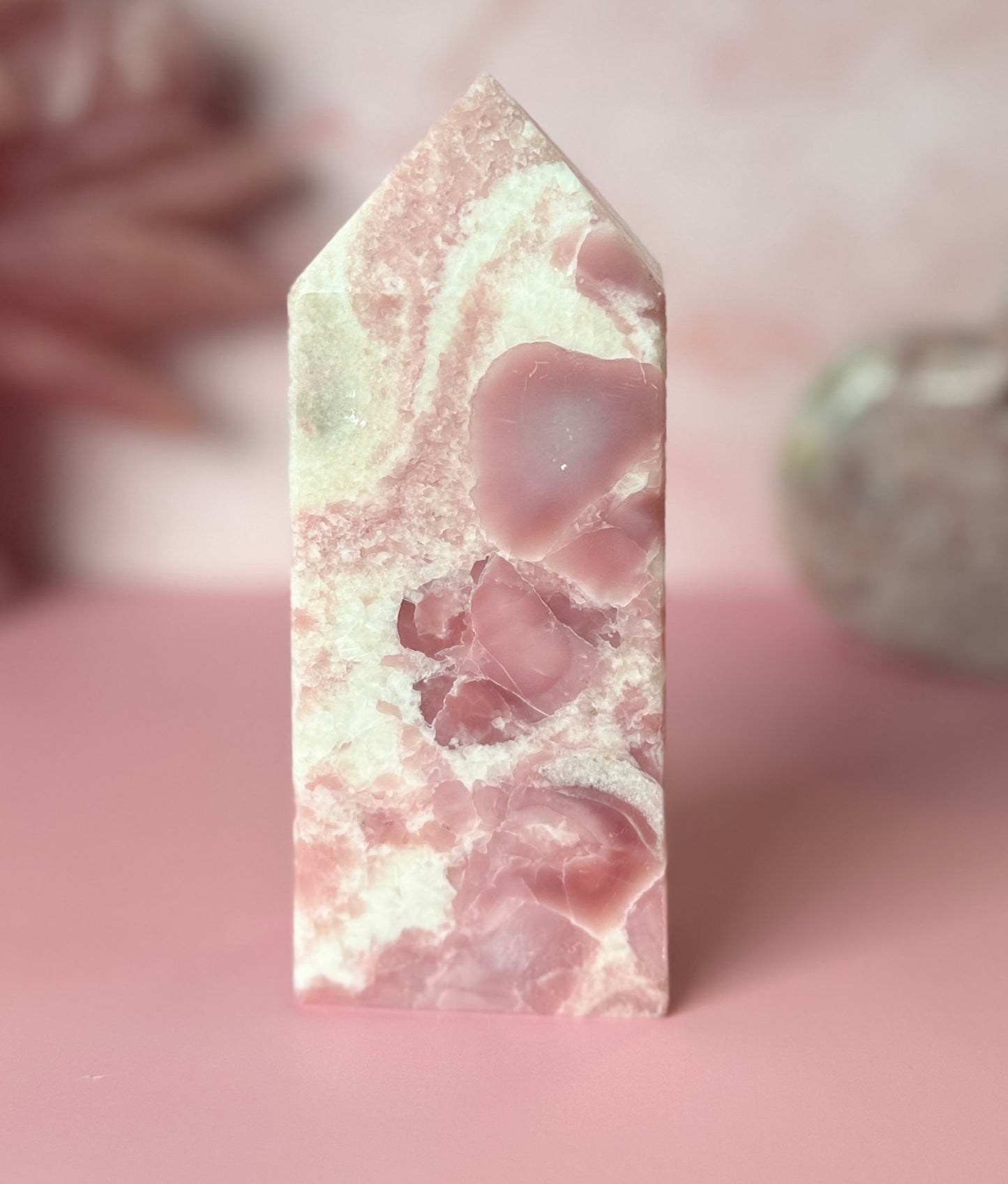 Strawberries + Cream Pink Opal Tower – 537g | 5.5". #12