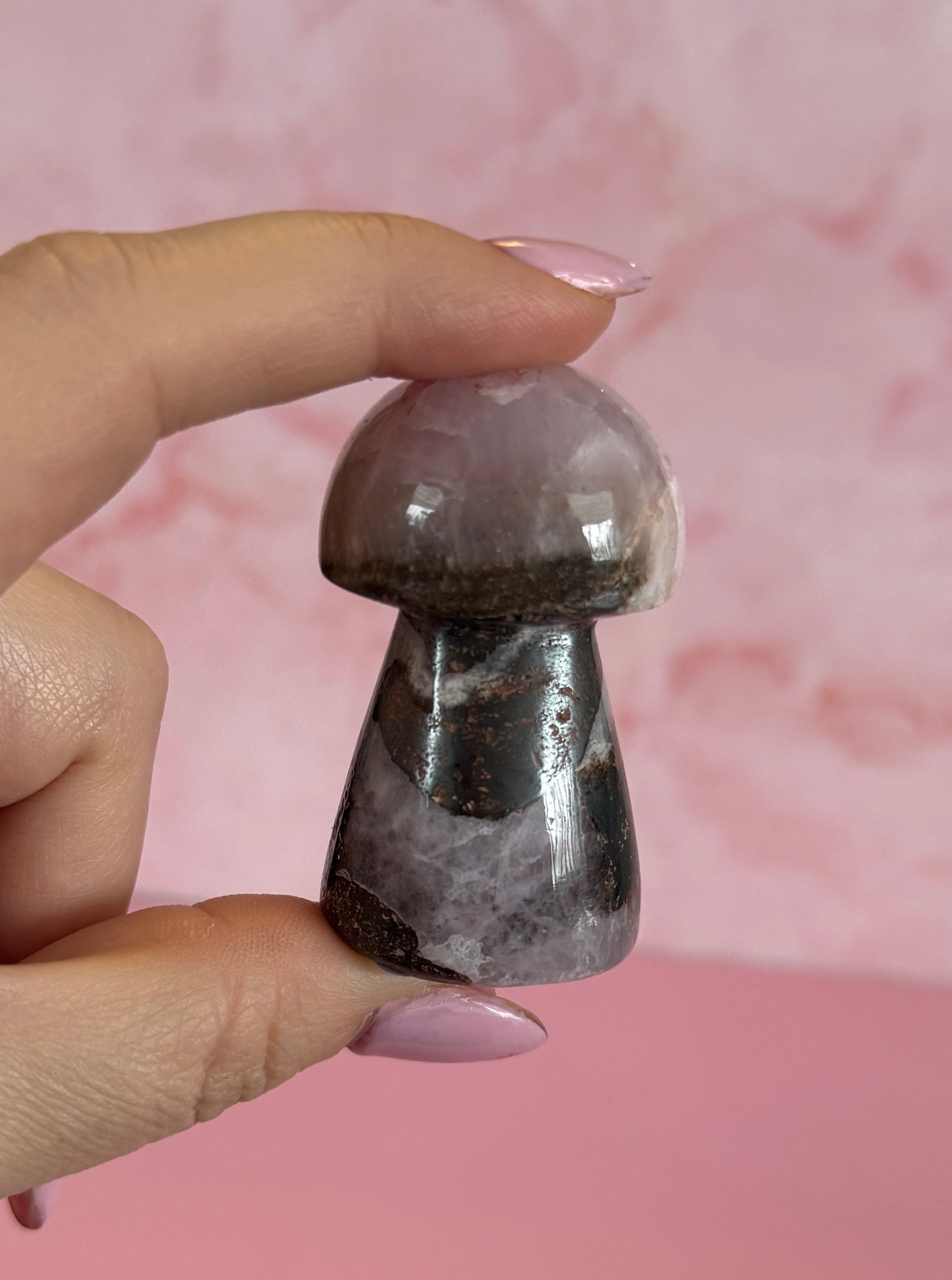 Pink Aragonite Mushroom Carving – 100g | 2.25" #17