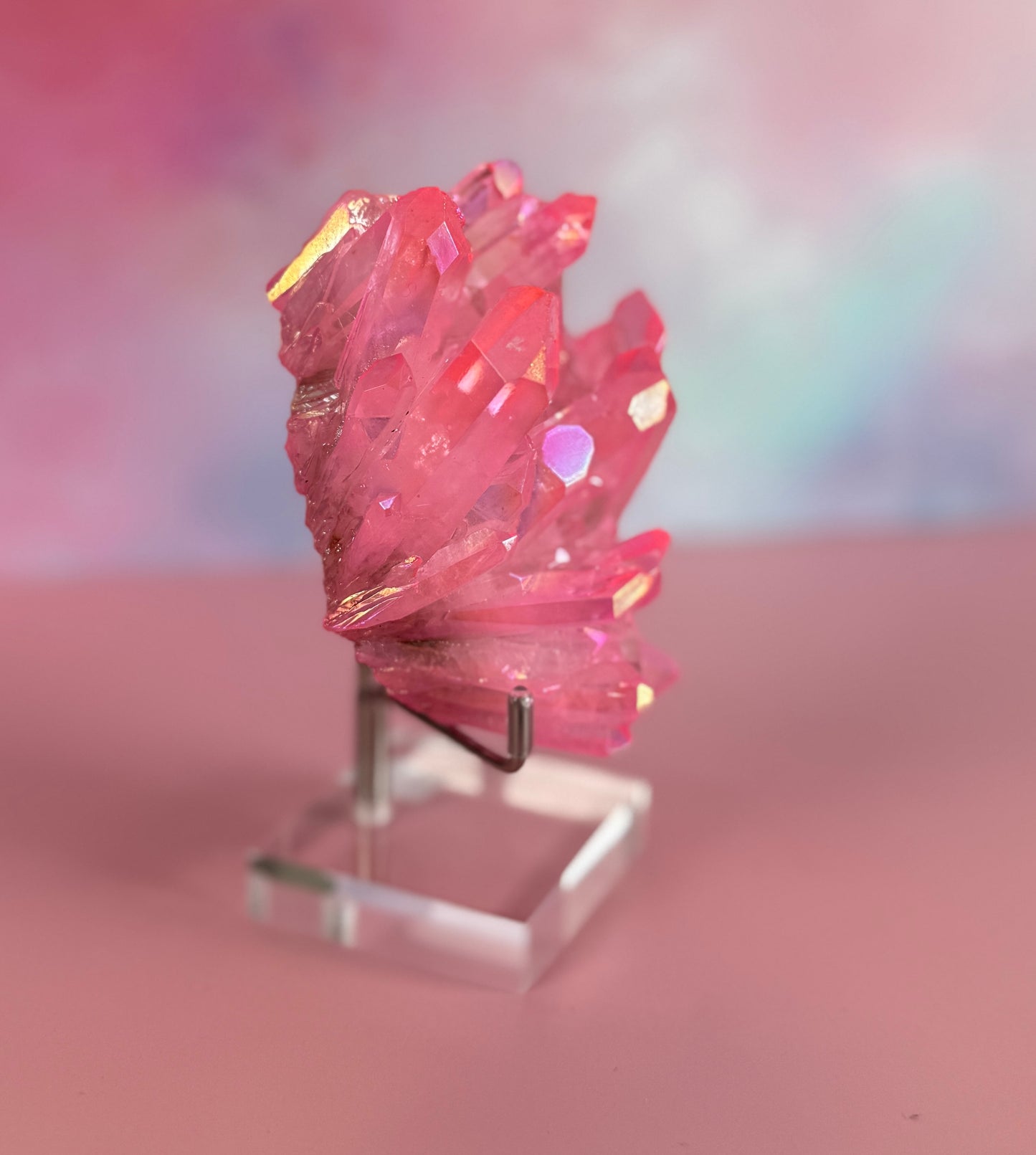 Pink Aura Quartz Cluster 305g Angel Aura Quartz Crystal Cluster #28