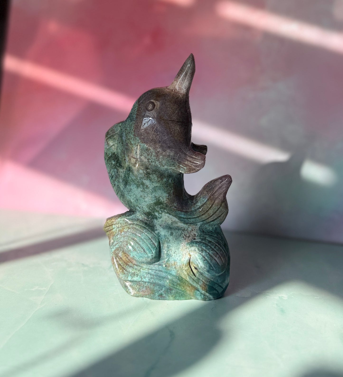 Ocean Jasper Dolphin Crystal Carving