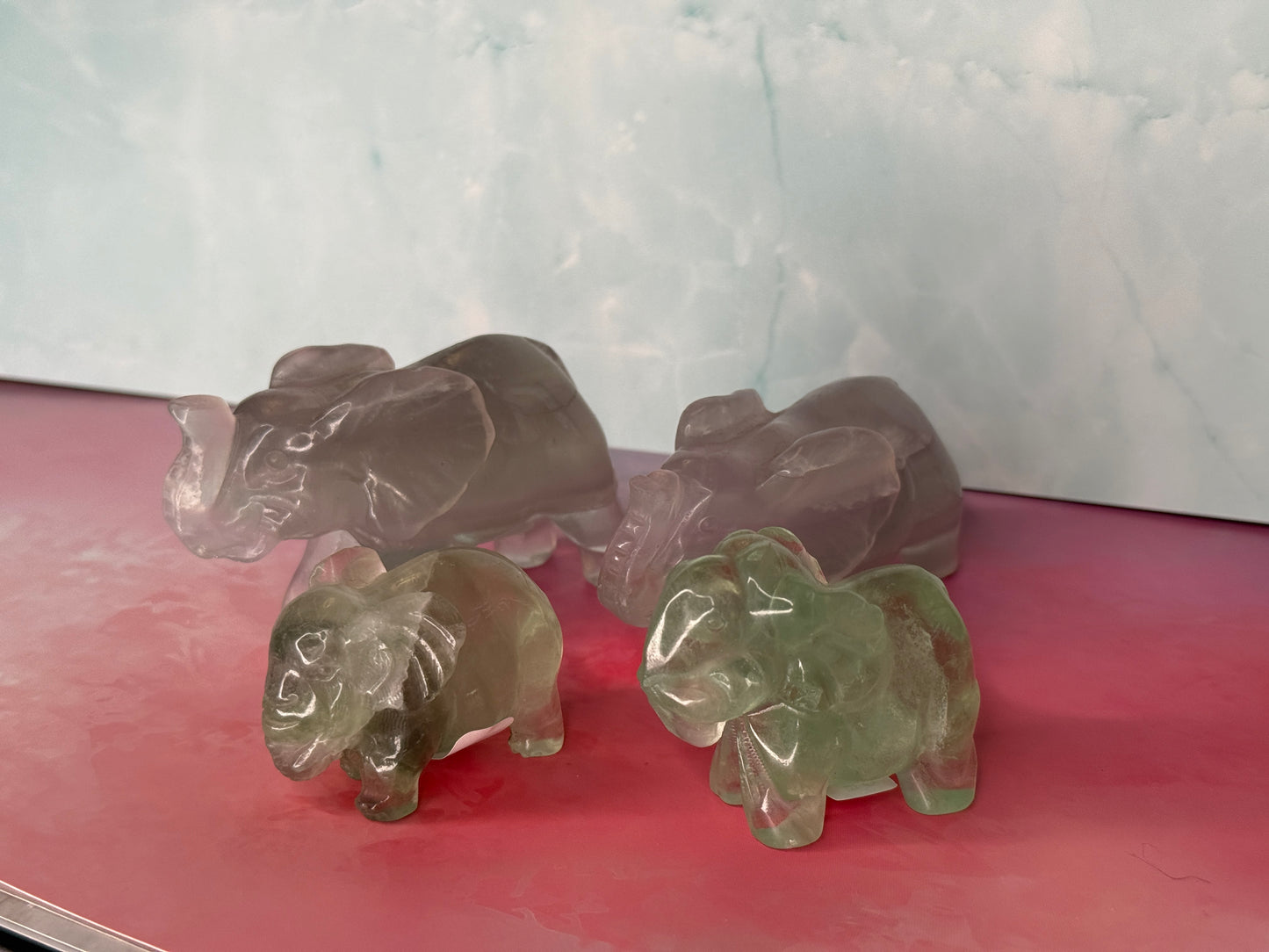 Fluorite Elephant Carvings