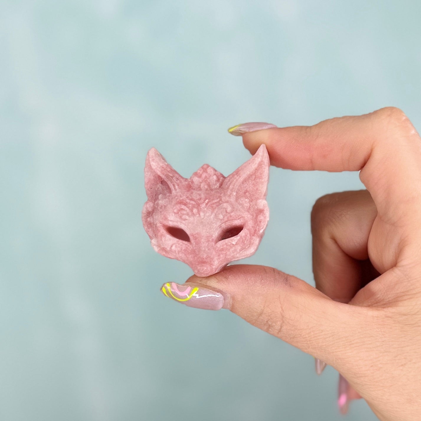 Pink Opal Fox Carving