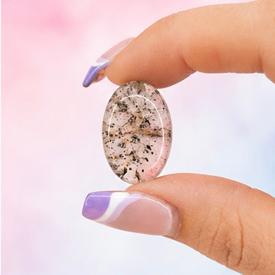 Rose Quartz & Diopside Cabochon 11