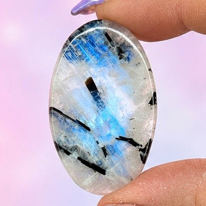 Moonstone with Black Tourmaline Cabochon 32
