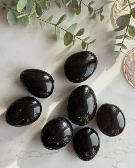 Gold + Silver Sheen Obsidian Palm Stones