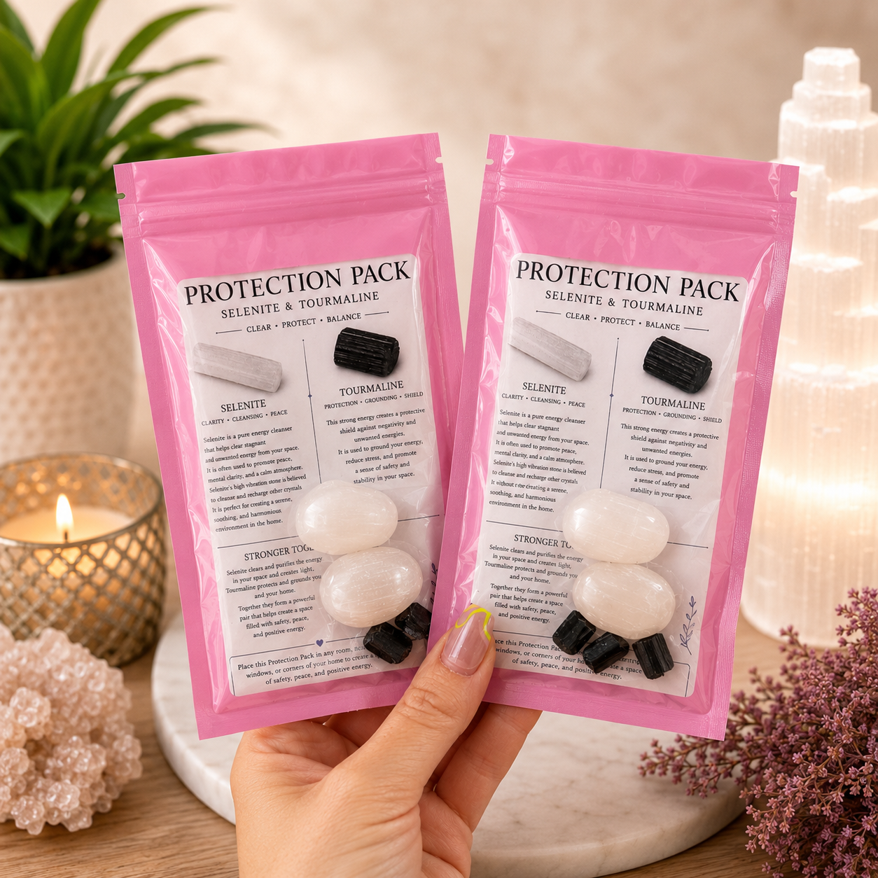 Protection Pack: Tourmaline + Selenite