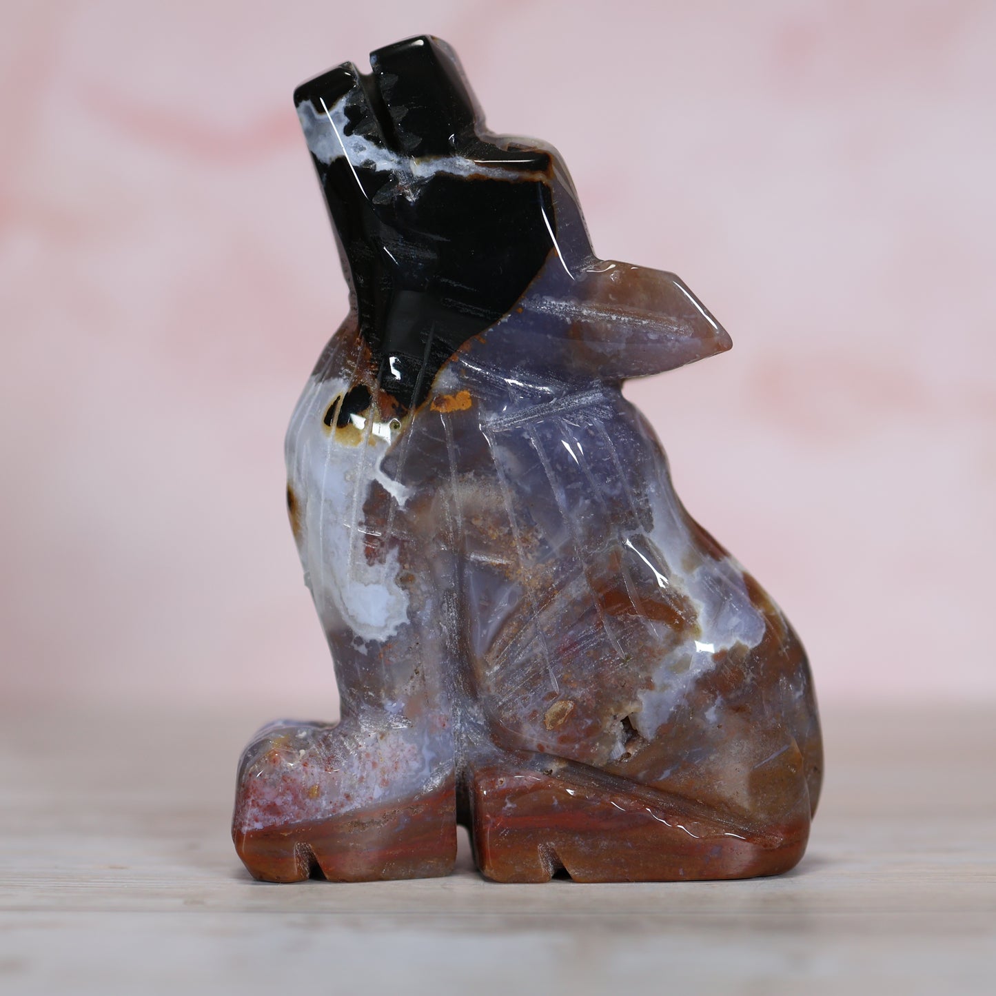 Ocean Jasper Carved Wolf #71
