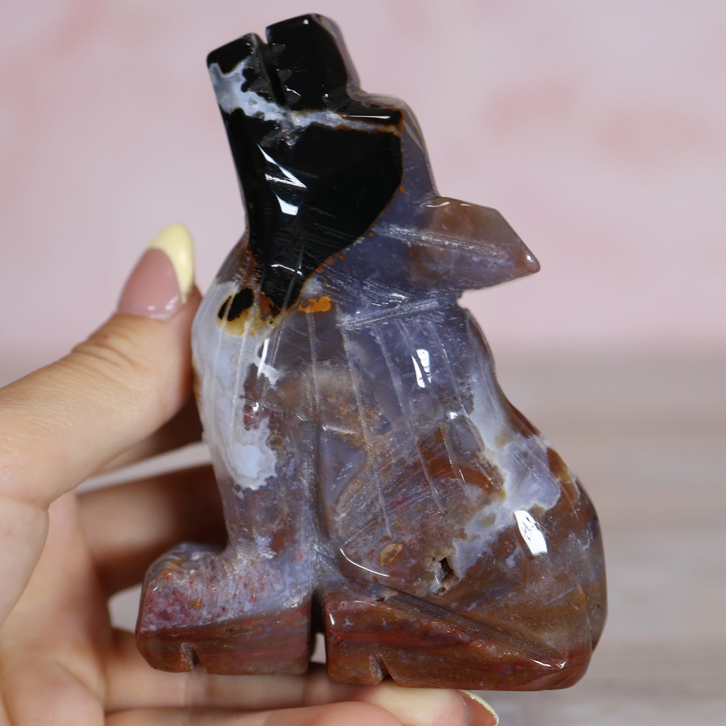 Ocean Jasper Carved Wolf #71