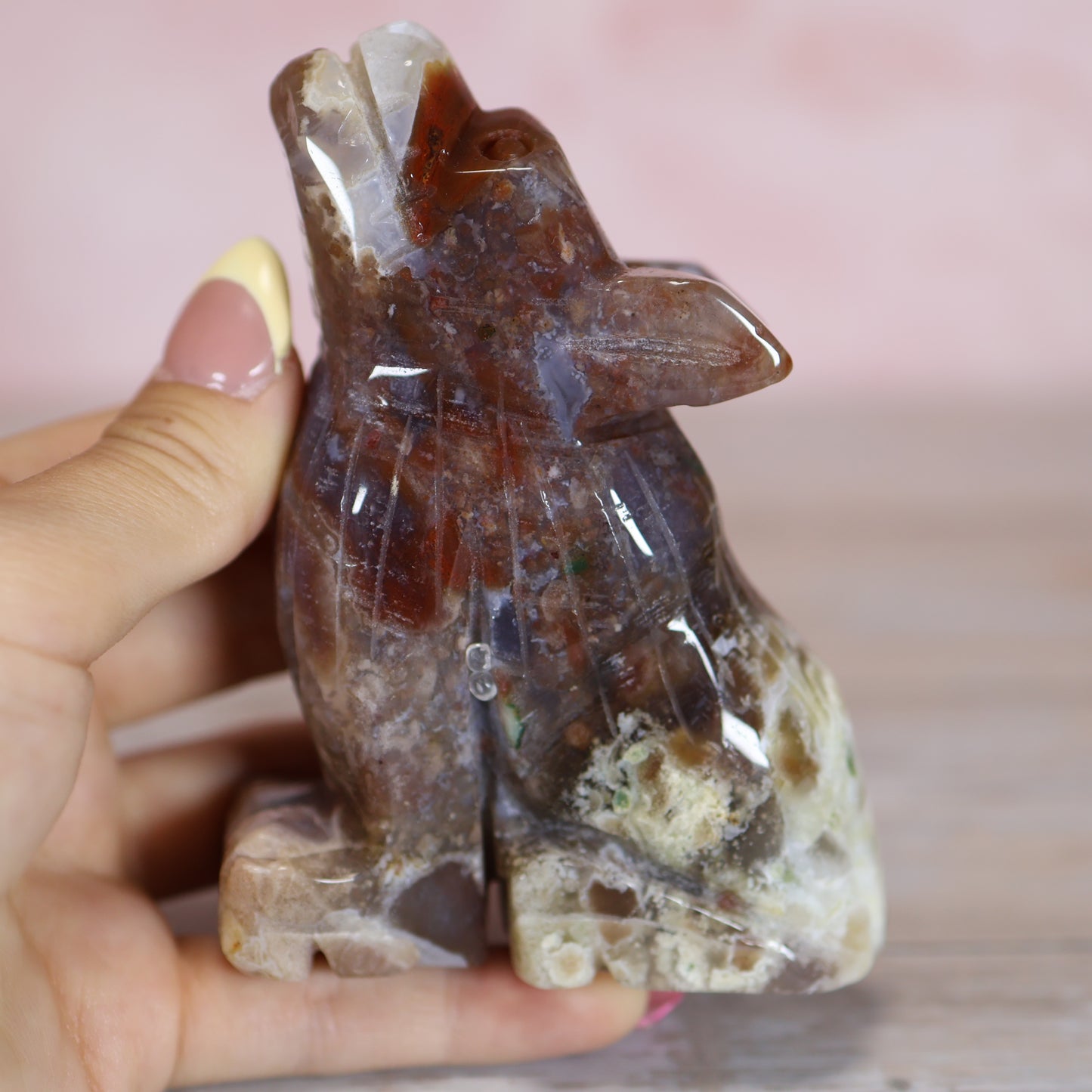 Ocean Jasper Carved Wolf