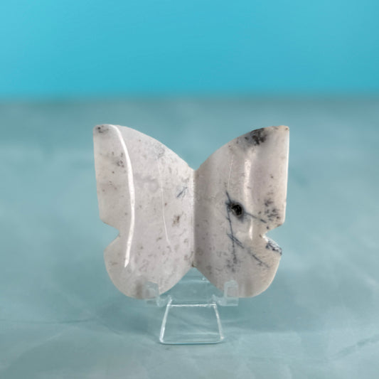 White Plume Agate Butterfly Carvings
