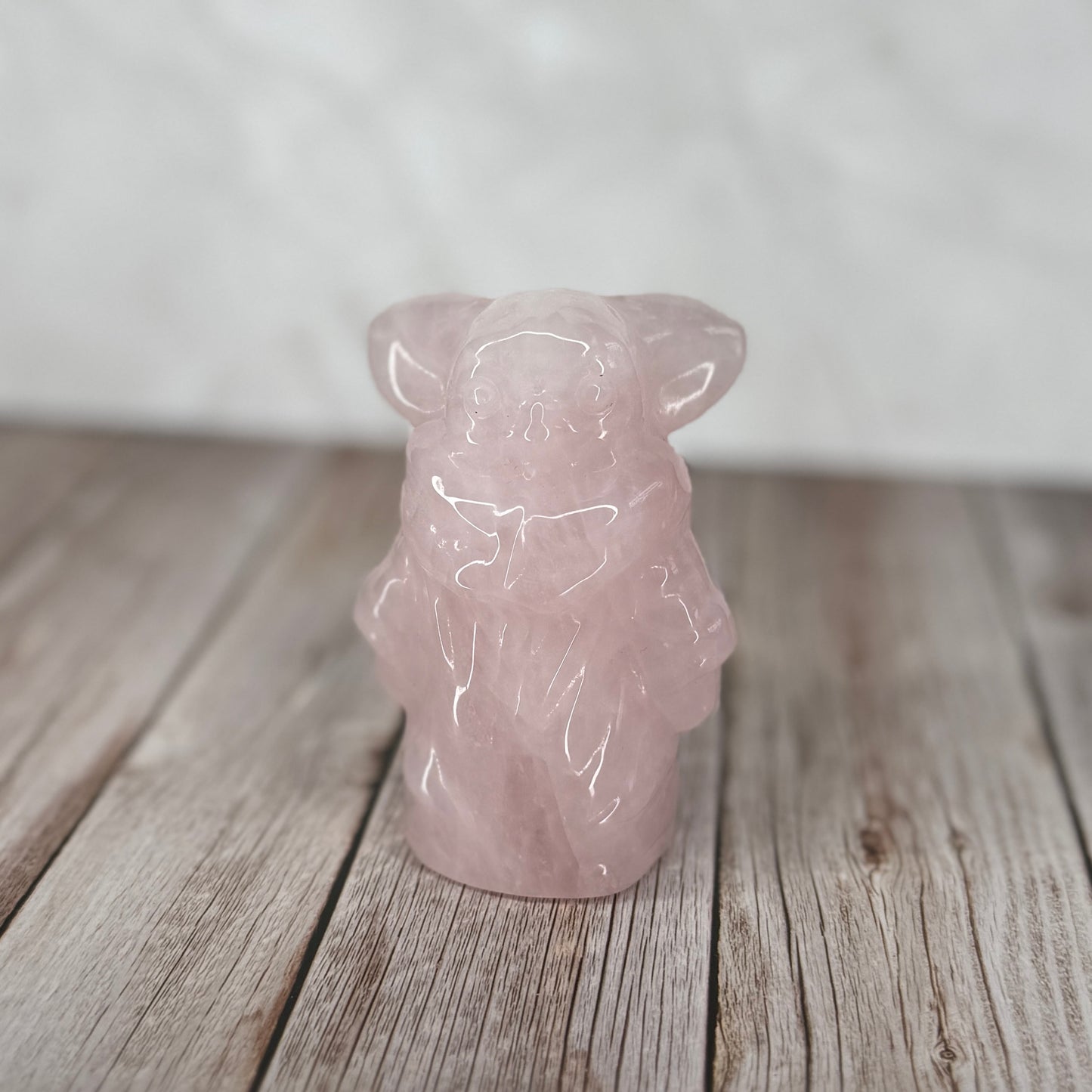 Rose Quartz Carved Yoda