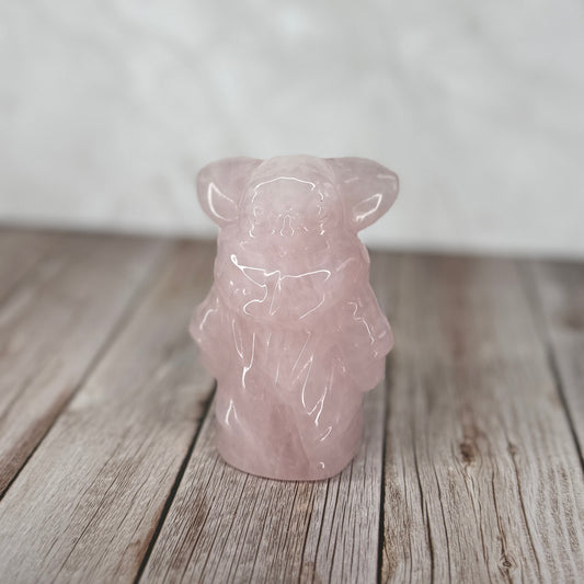 Rose Quartz Carved Yoda