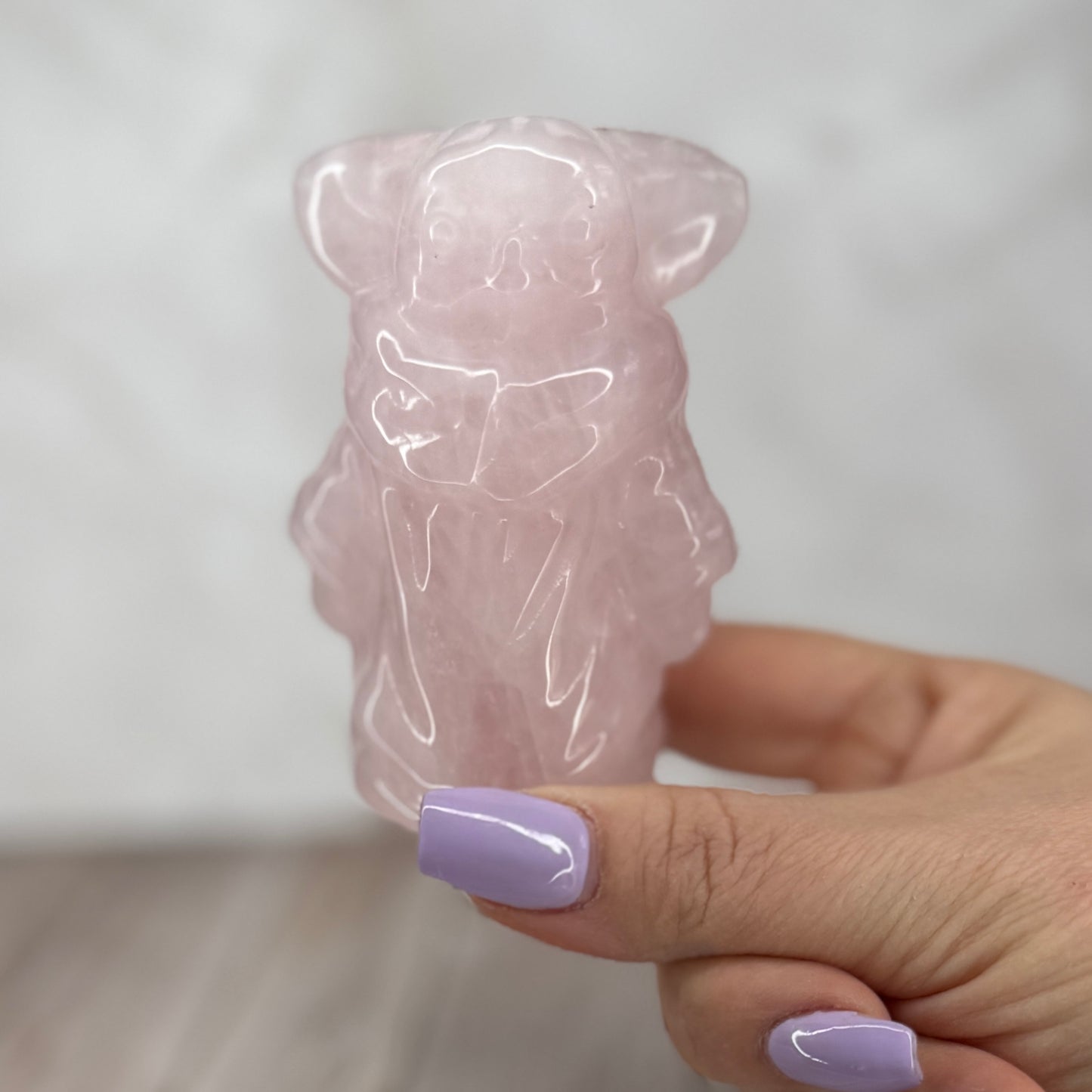 Rose Quartz Carved Yoda