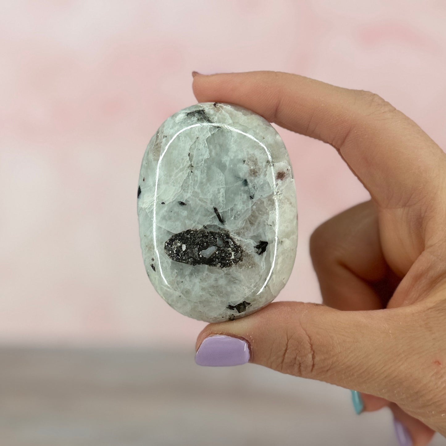 White Moonstone Palm Stone #38
