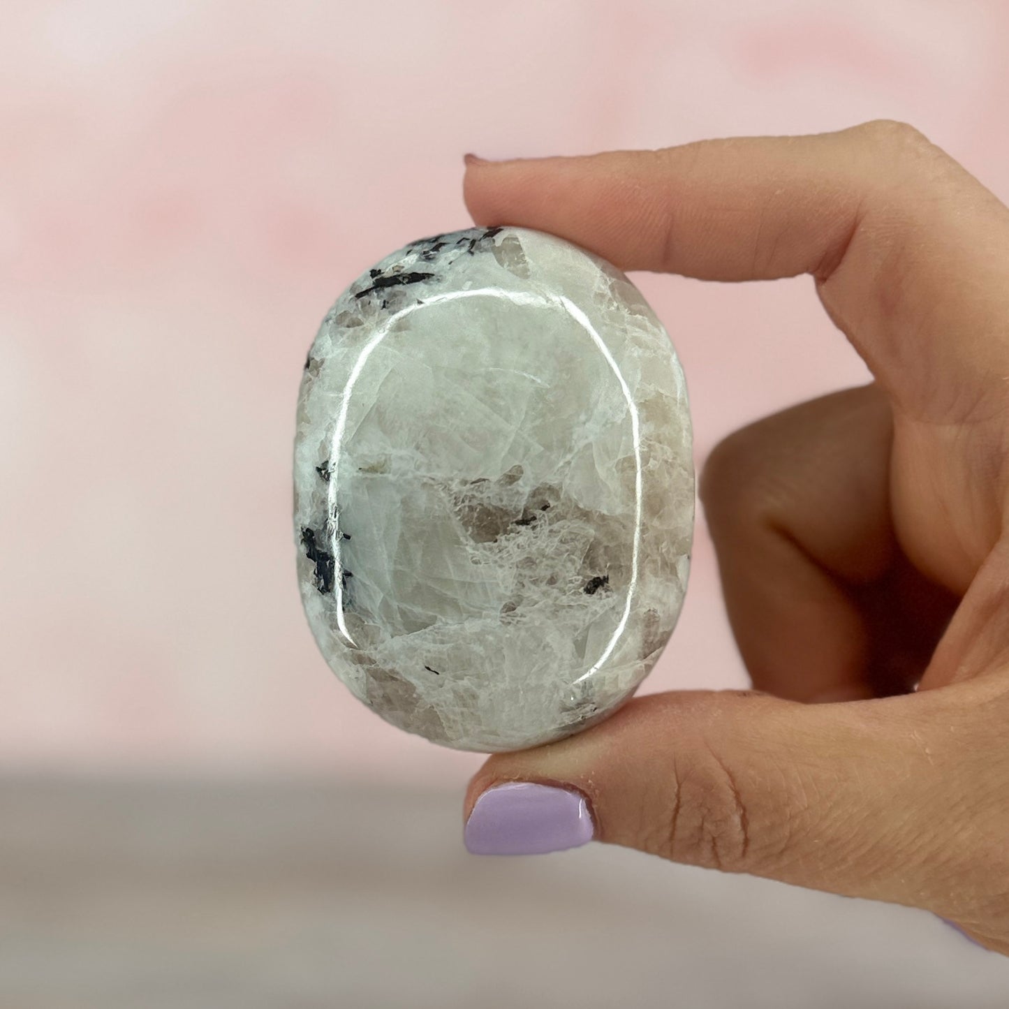 White Moonstone Palm Stone #38