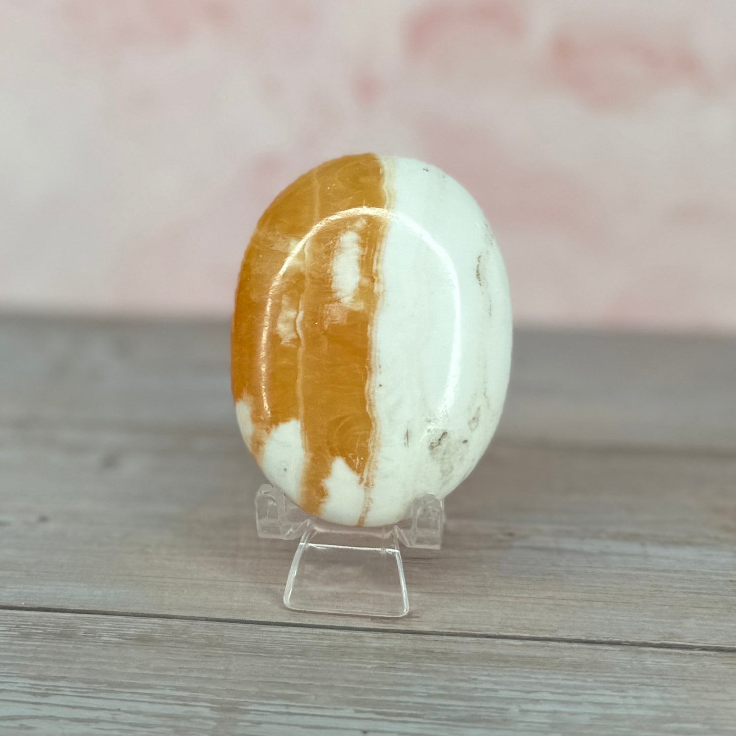 Orange Calcite Palm Stone #13