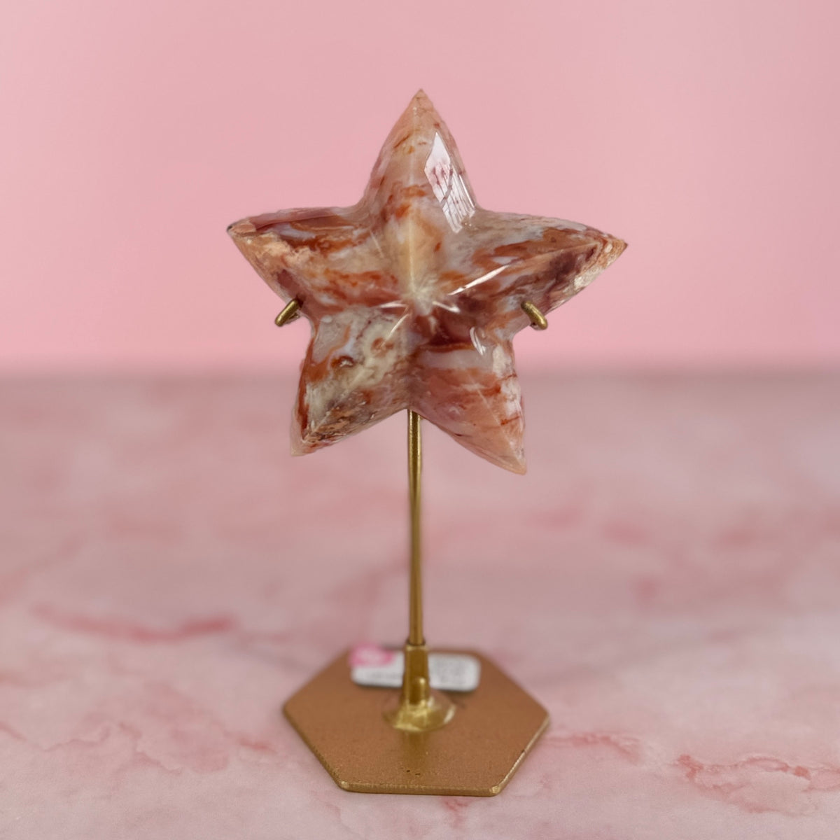 Pink Carnelian Star with Stand #49