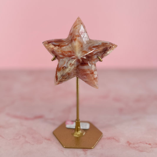 Pink Carnelian Star with Stand #49