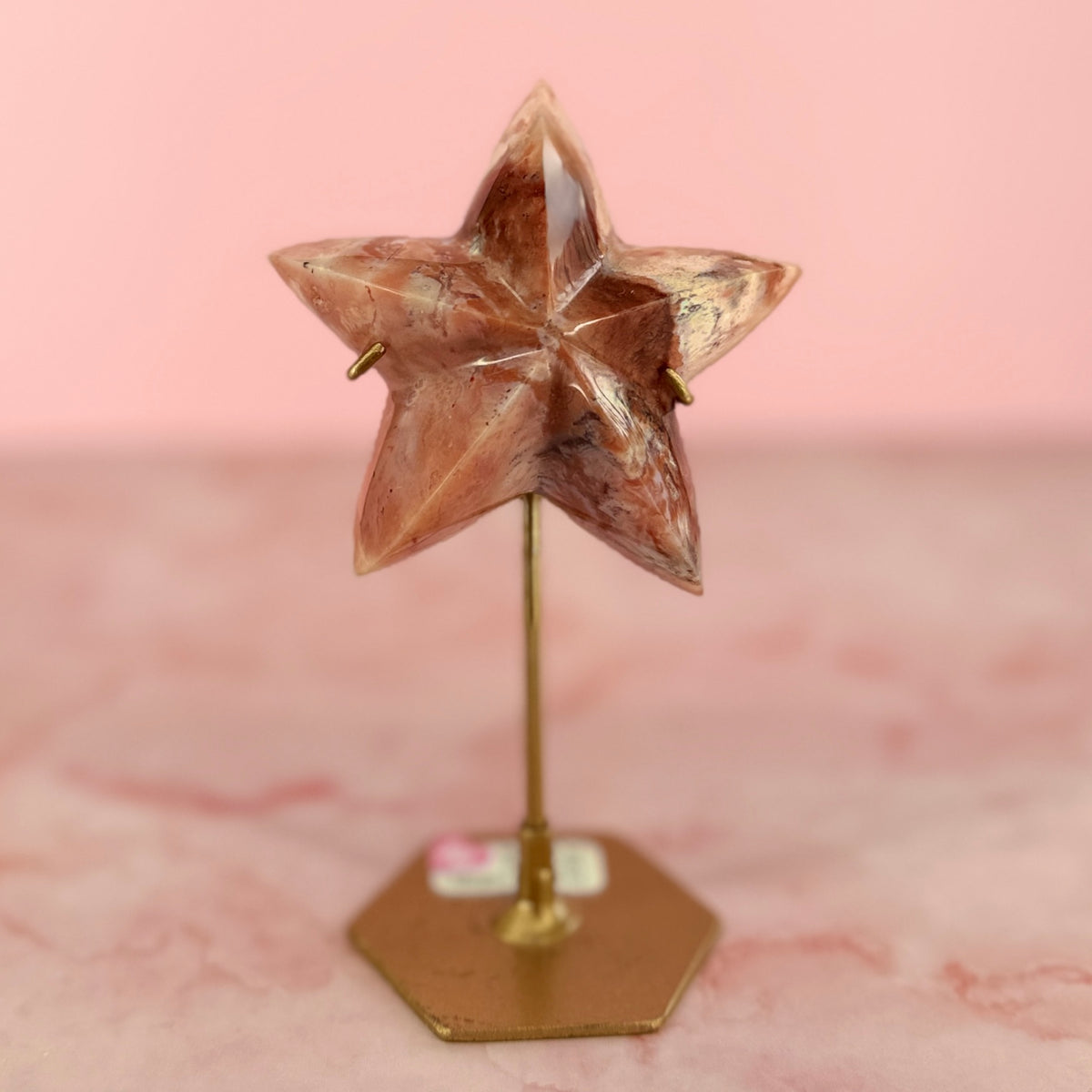 Pink Carnelian Star with Stand #50