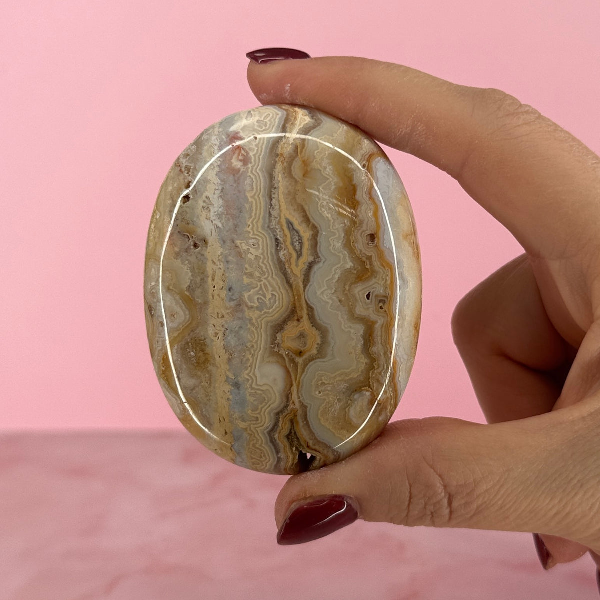 Crazy Lace Agate Palm Stone #85