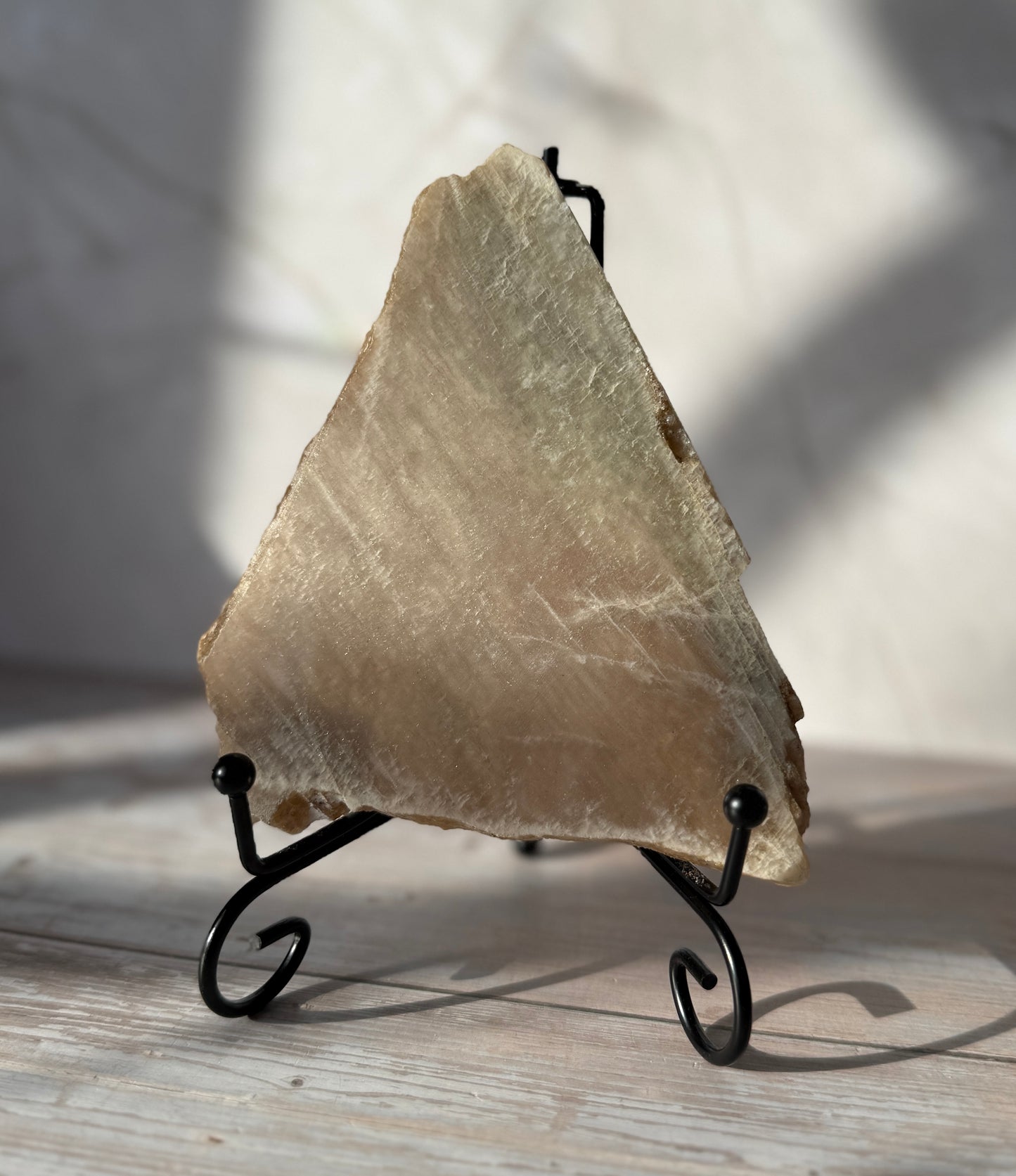 Blue Flash Moonstone Slab with Stand A