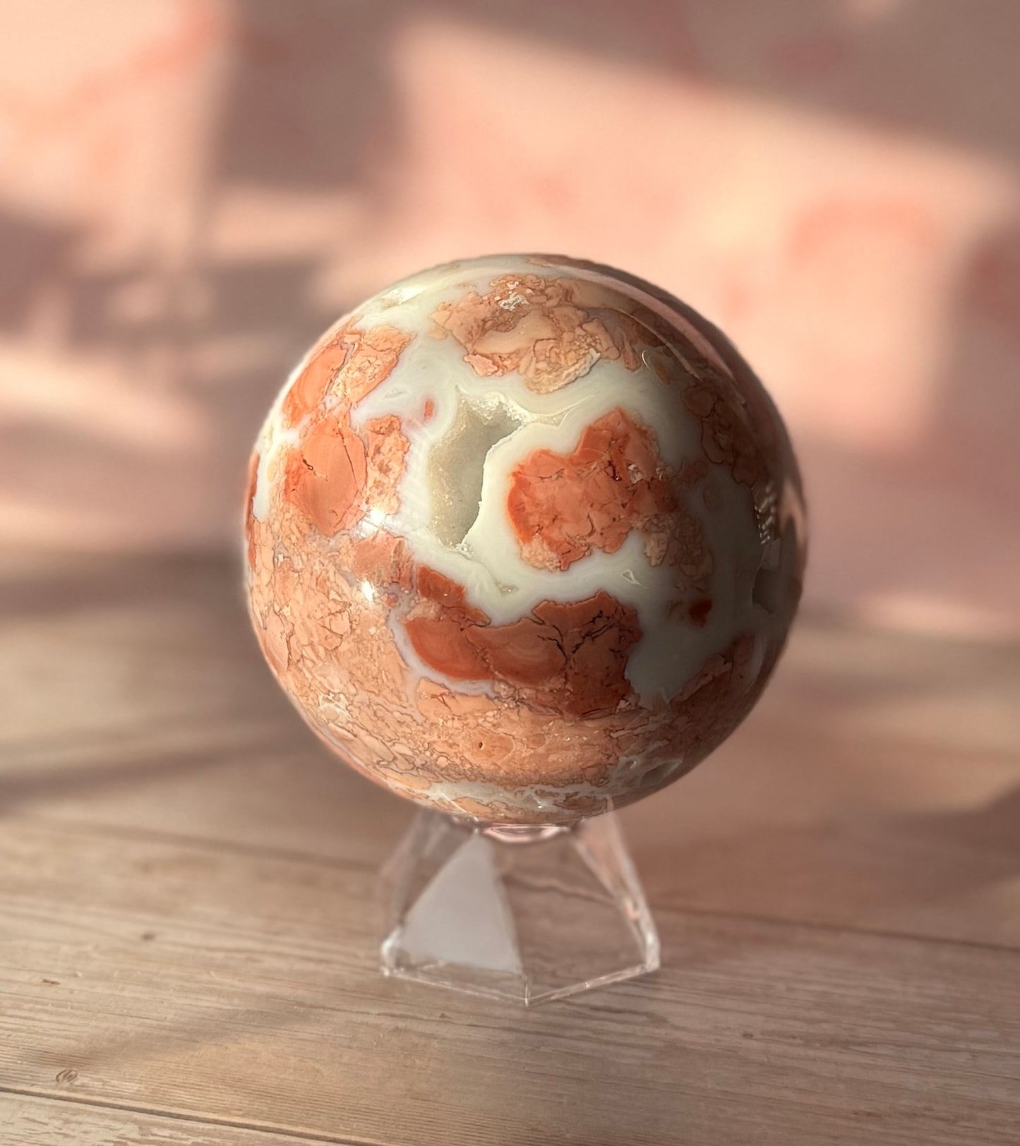 Cotton Candy Flower Agate Sphere