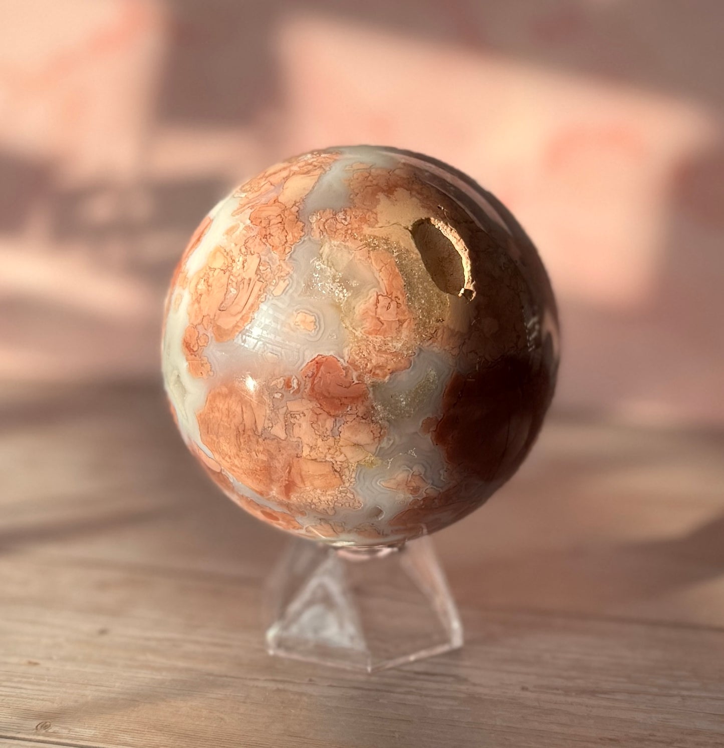 Cotton Candy Flower Agate Sphere