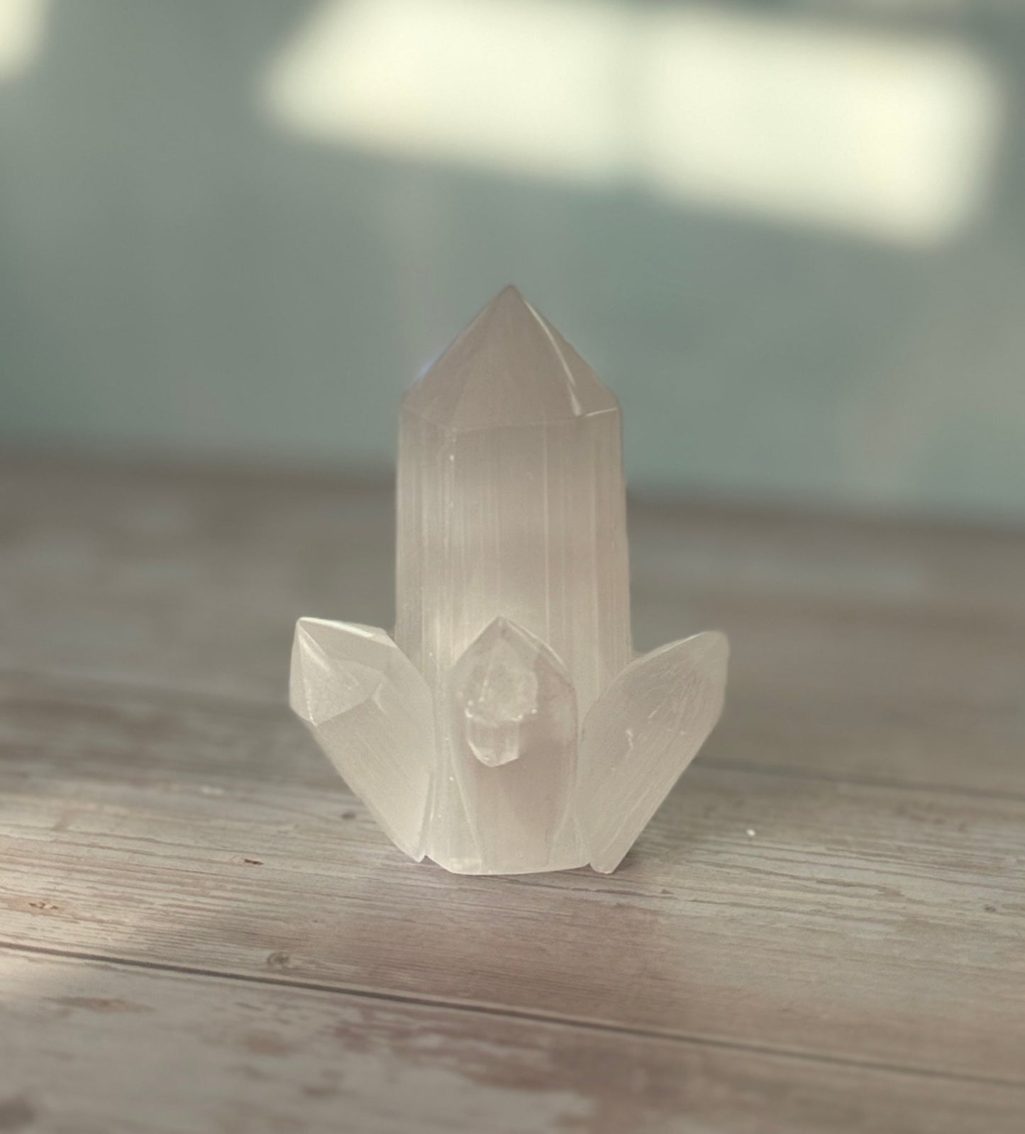 Carved Selenite Cluster Tower – Energy Cleansing & Calm Clarity Crystal | Approx. 92g, 2.5"