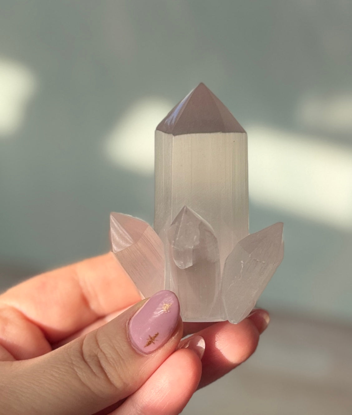 Carved Selenite Cluster Tower – Energy Cleansing & Calm Clarity Crystal | Approx. 92g, 2.5"