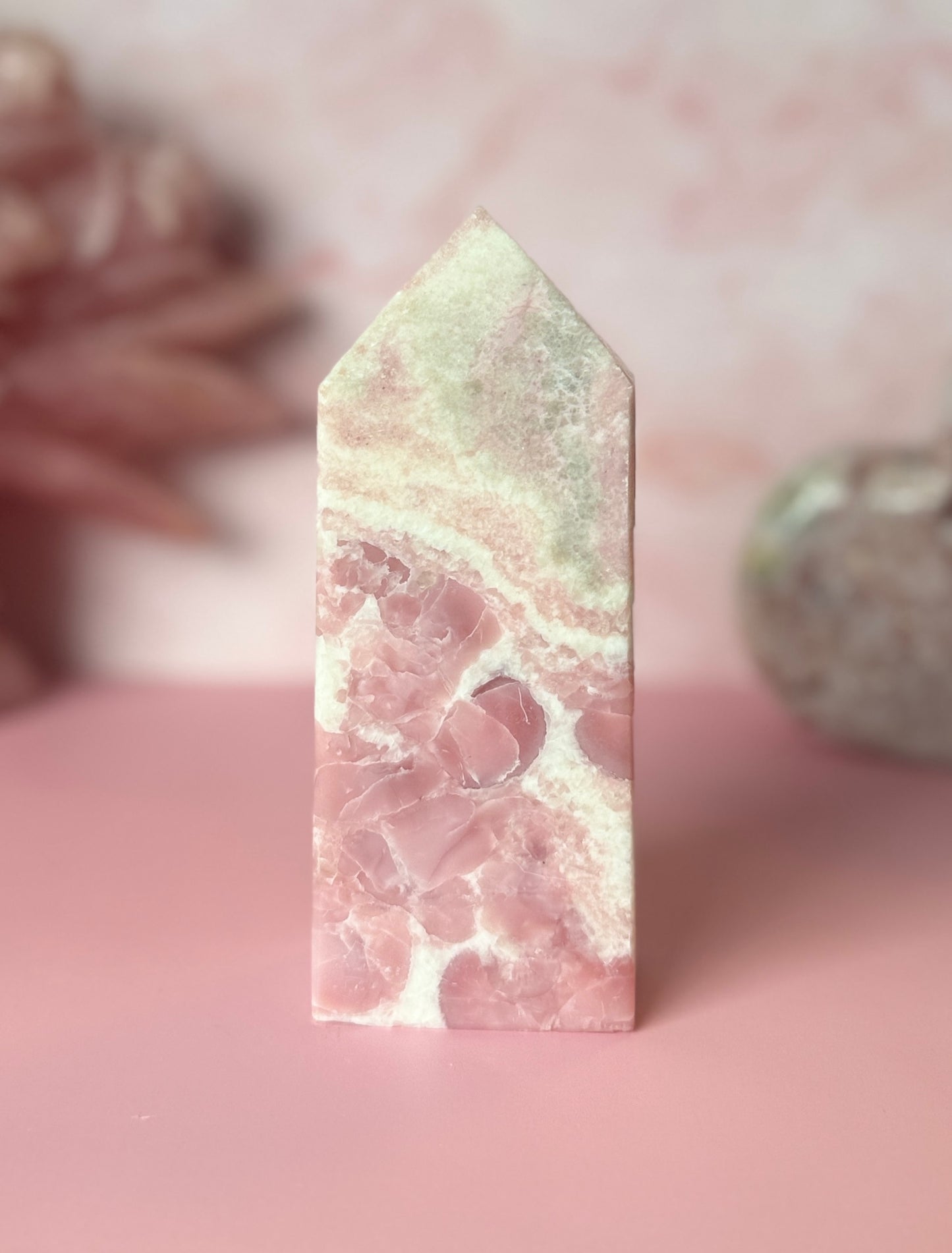 Strawberries + Cream Pink Opal Tower – 537g | 5.5". #12