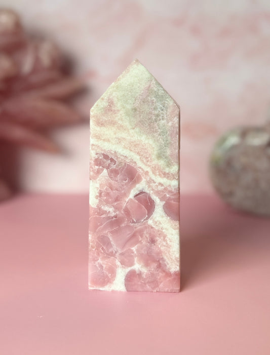 Strawberries + Cream Pink Opal Tower – 537g | 5.5". #12