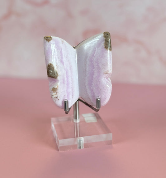 Pink Aragonite Butterfly Carving – 196g | 2.65" x 2.5" #3