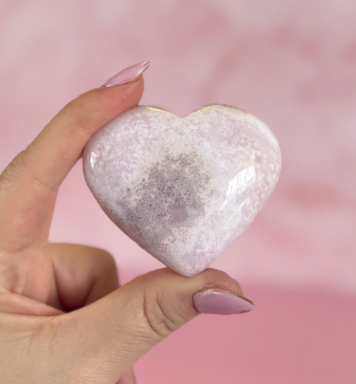 Pink Aragonite Heart Carving – 114g | 2.5" x 2.5"