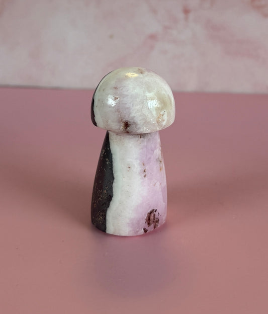 Pink Aragonite Mushroom Carving – 118g | 2.5" #5