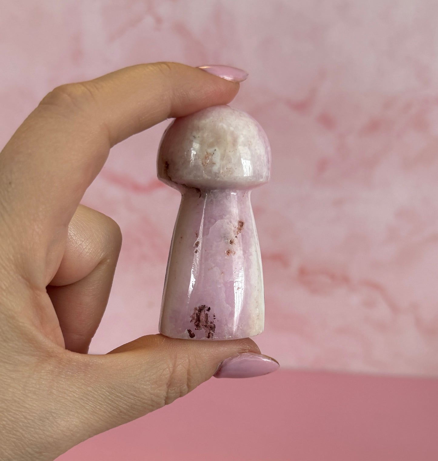 Pink Aragonite Mushroom Carving – 118g | 2.5" #5