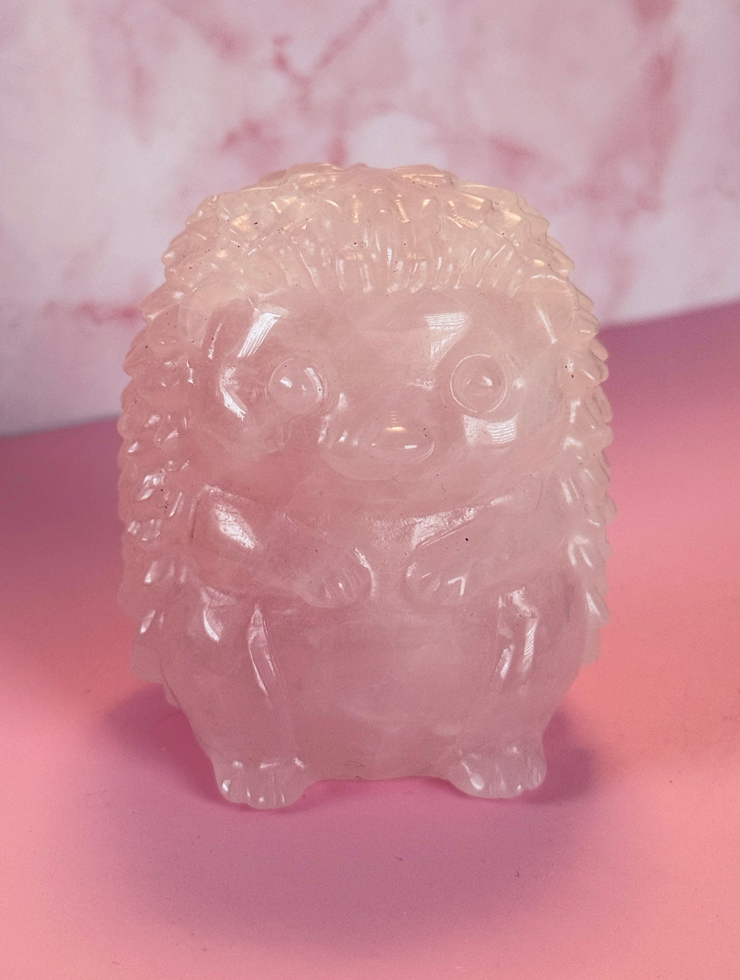 Rose Quartz Hedgehog Carving | 528g | 3.5” Tall