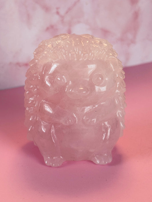 Rose Quartz Hedgehog Carving | 528g | 3.5” Tall
