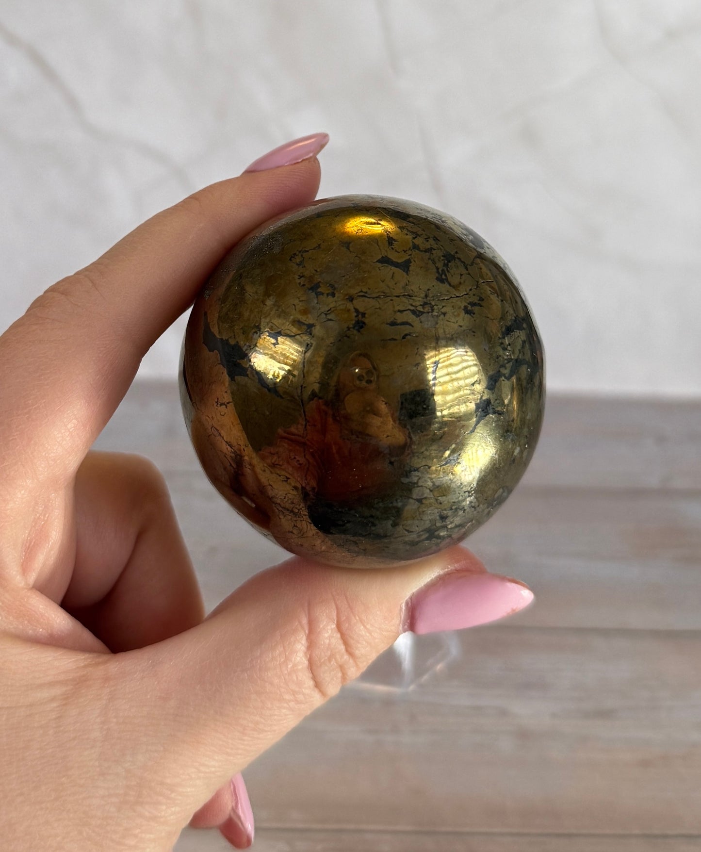 Chalcopyrite Sphere | Approx. 2” 383g