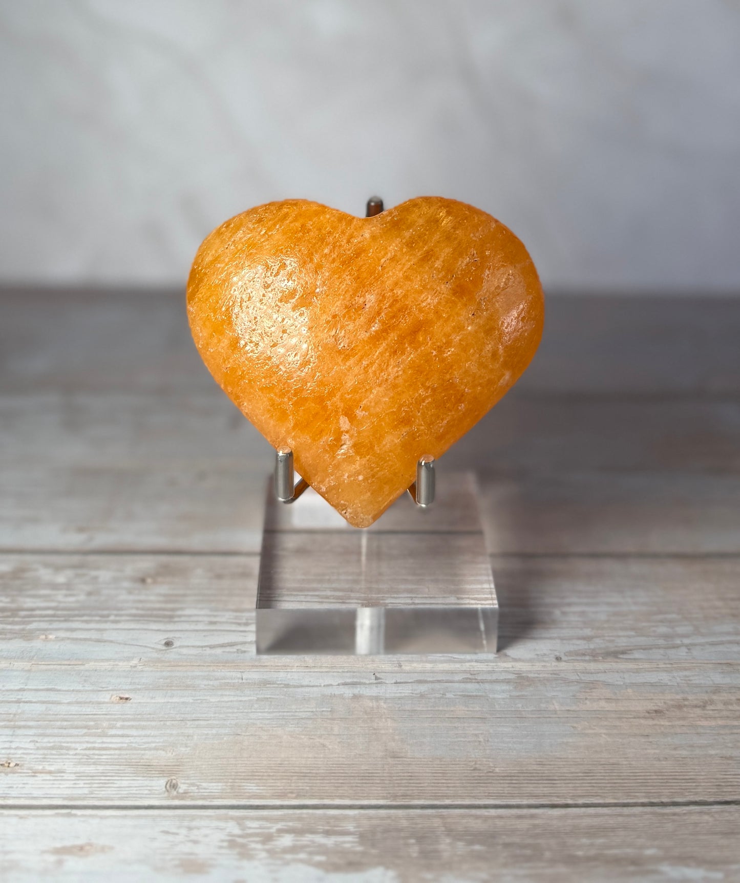 ORANGE CALCITE HEART – 206g – 3.5" x 3"