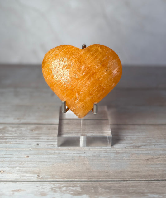 ORANGE CALCITE HEART – 206g – 3.5" x 3"