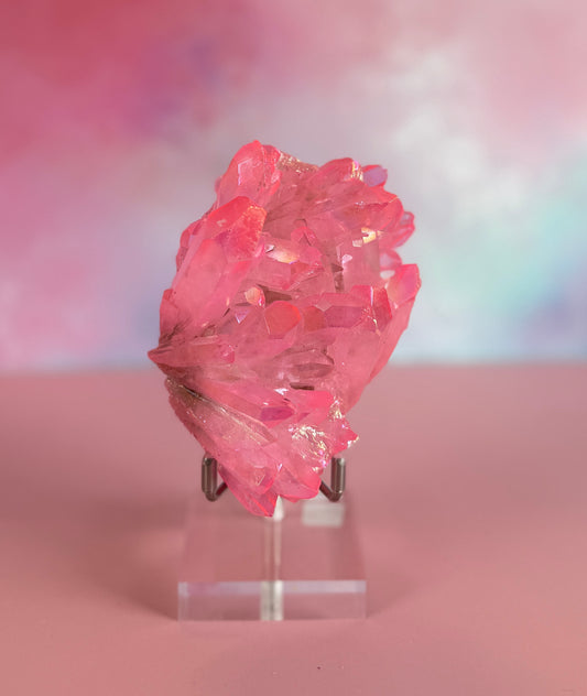 Pink Aura Quartz Cluster 305g Angel Aura Quartz Crystal Cluster #35