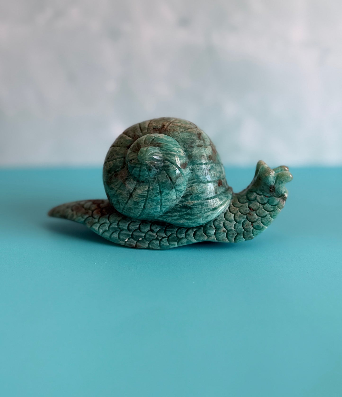 AMAZONITE SNAIL CARVING – 362g