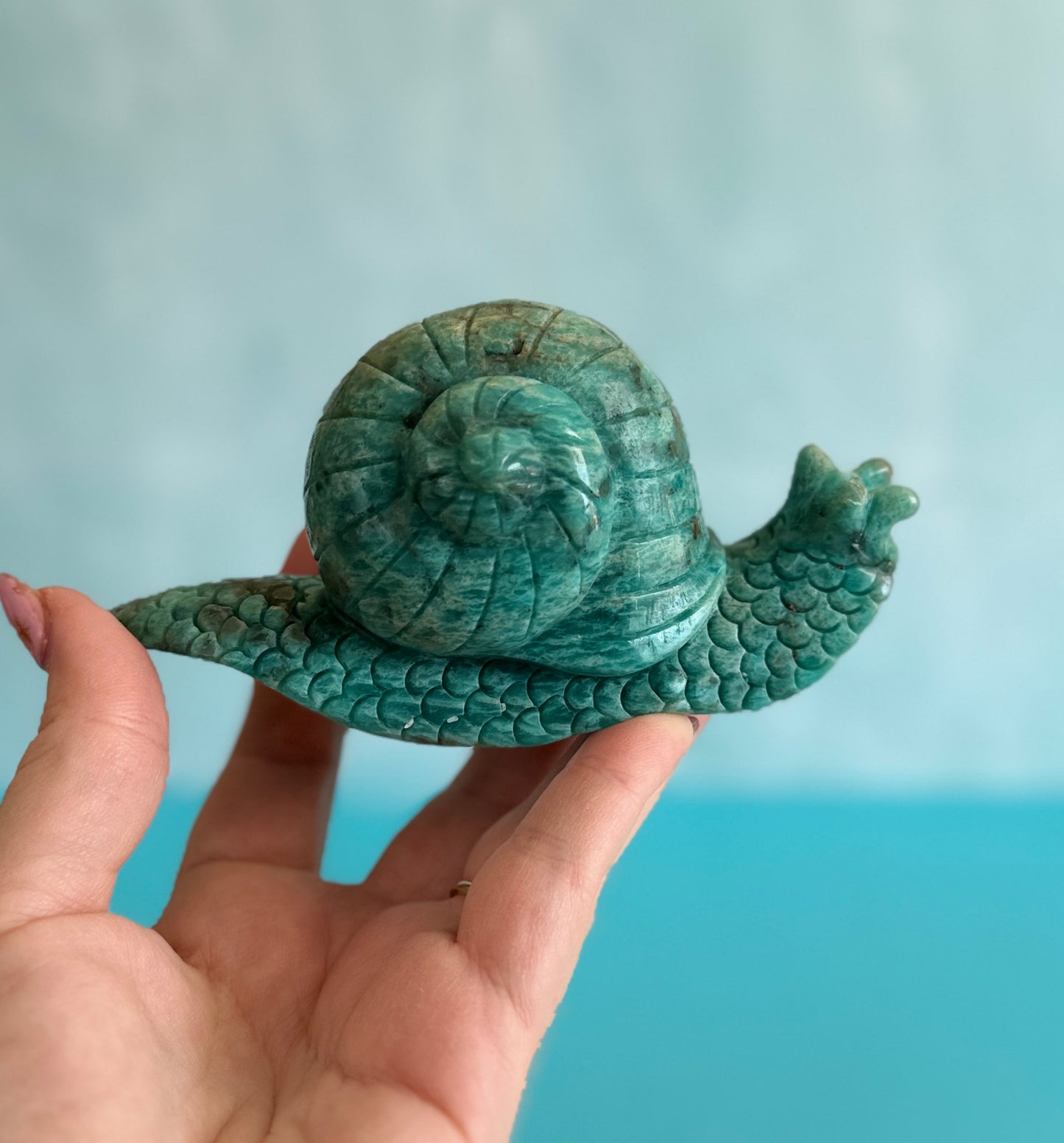 AMAZONITE SNAIL CARVING – 362g