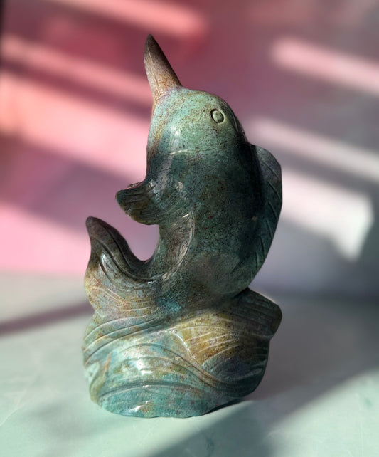 Ocean Jasper Dolphin Crystal Carving