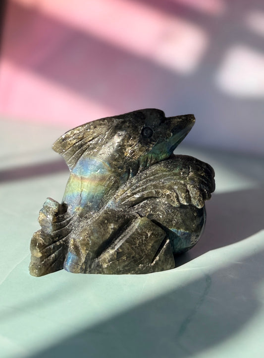 Labradorite Dolphin Crystal Carving 245g