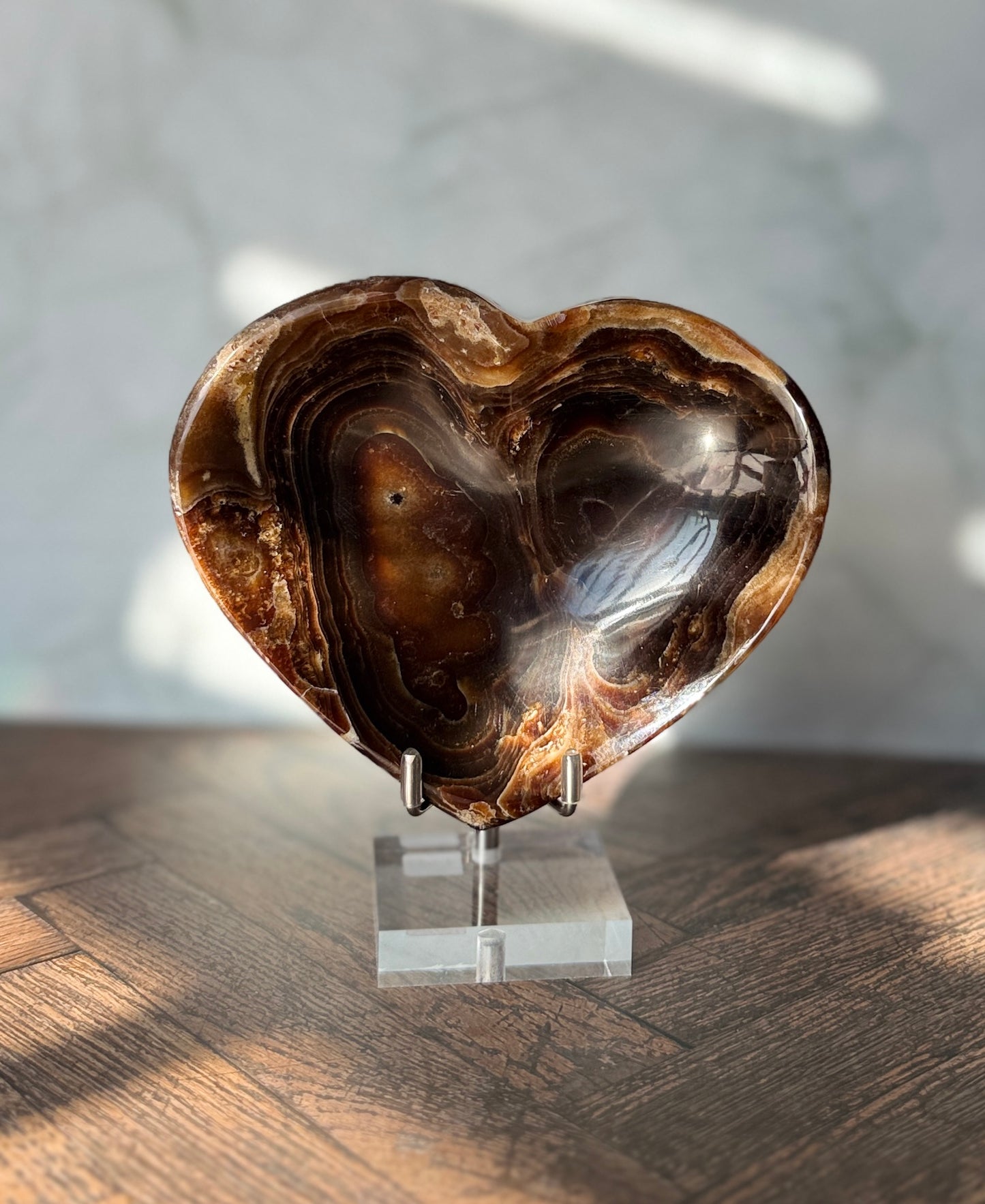 Chocolate Calcite Heart Bowl | Chocolate Calcite Crystal Bowl | Heart Shaped Crystal Dish